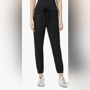 JOE'S The Sienna Ankle Coated Ankle Zip Joggers Black Women Size Small